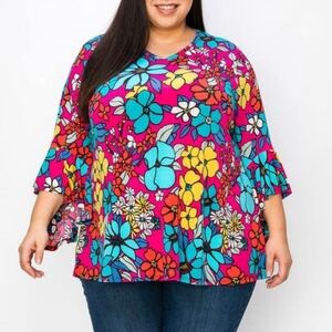 New Curvy Lovey Bright Floral Top